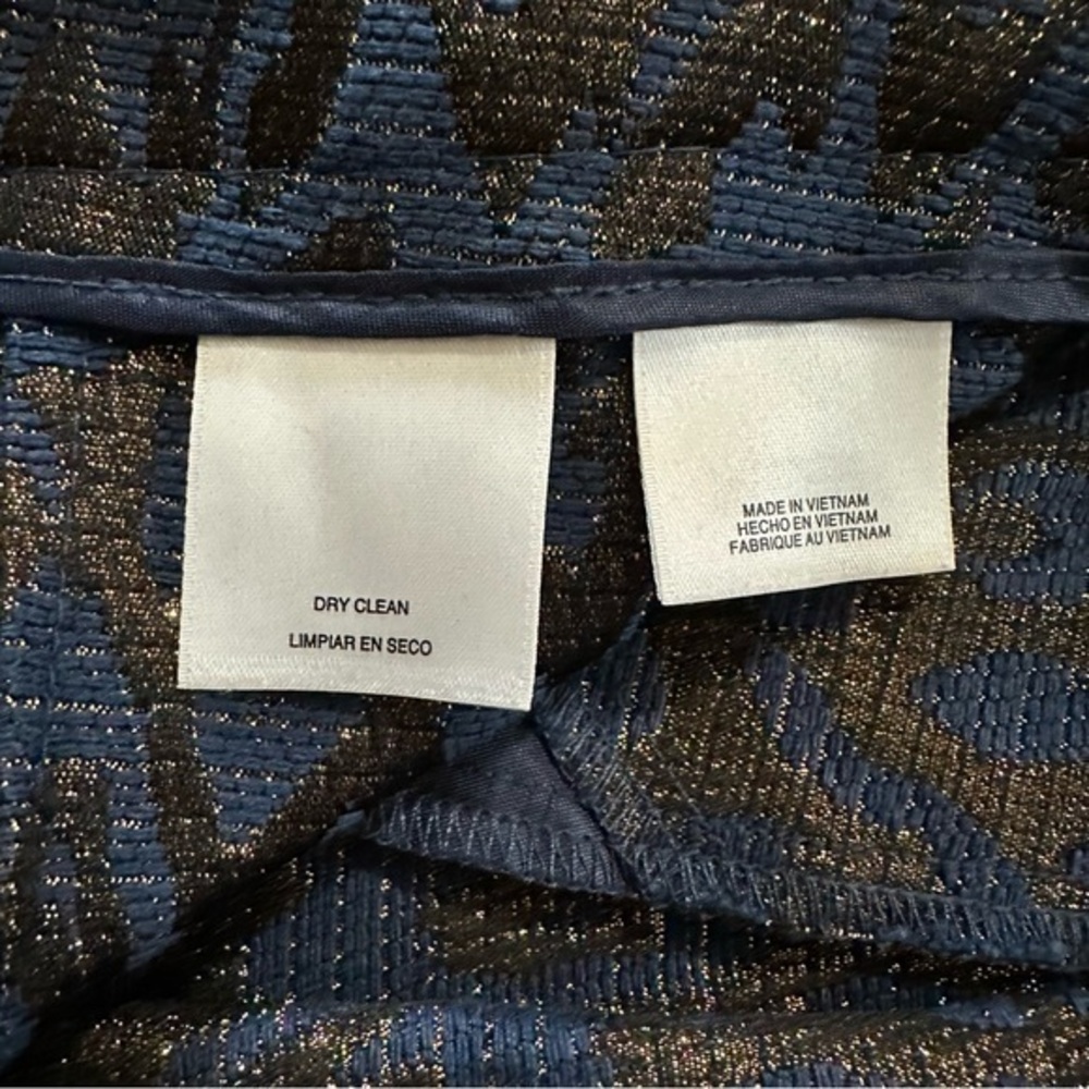 Anne Klein Navy Blue Metallic Shimmer Animal Print Skirt Women’s 8 - Picture 7 of 8